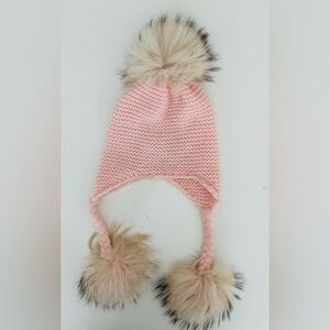 Maniere Cozy Pink Knit Pom-Pom Hat